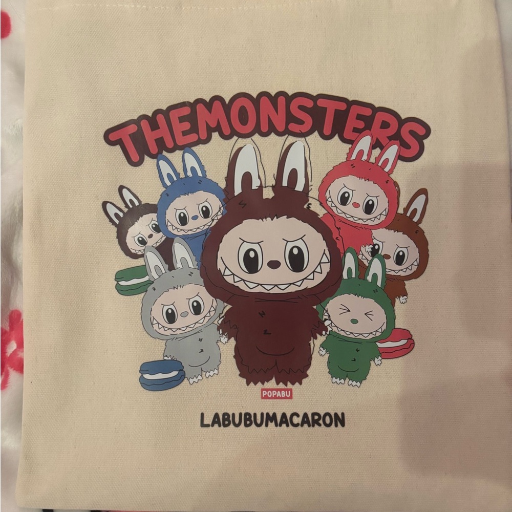 MACARON The Monsters Beige Tote Bag - Picture 2 of 6